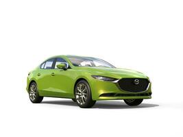 électrique vert mazda 3 2019 - 2022 modèle - 3d illustration - isolé sur blanc Contexte photo