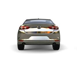 chrome argent mazda 3 2019 - 2022 modèle - retour vue - 3d illustration - isolé sur blanc Contexte photo