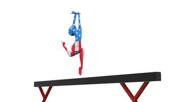 américain gymnaste performant sur équilibre faisceau - 3d illustration photo