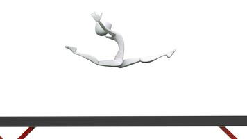 gymnaste fille - Divisé saut - équilibre faisceau - 3d illustration photo