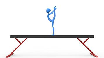 bleu gymnaste performant un jambe supporter - 3d illustration photo