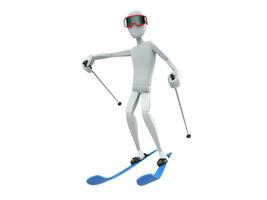 ski modèle personnage avec bleu des skis et rouge des lunettes de protection photo