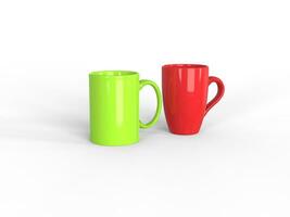 brillant rouge et vert café des tasses photo