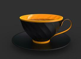 mat noir et jaune tasse de thé - côté vue photo