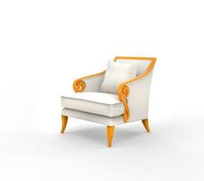 blanc fauteuil avec Orange accoudoirs photo