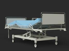 hôpital médical lit avec bleu matelas - retour vue photo