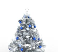 blanc Noël arbre avec bleu décorations photo