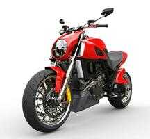 rouge des sports moto - de face roue fermer coup - isolé sur blanc Contexte photo