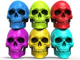 coloré mur de crânes - 3d illustration photo