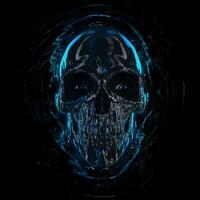 noir brillant crâne avec bleu points forts photo