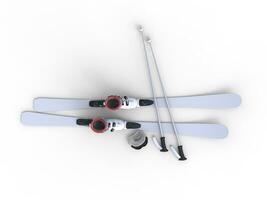 des skis avec ski bottes - Haut vue sur blanc arrière-plan, idéal pour numérique et impression conception. photo
