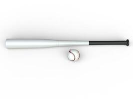 base-ball avec blanc base-ball chauve souris - Haut vue - isolé sur blanc Contexte photo