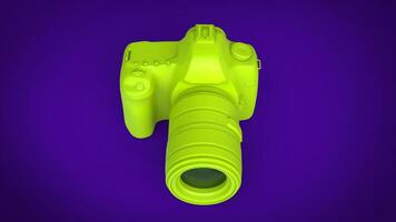 radioactif vert photo caméra sur violet Contexte