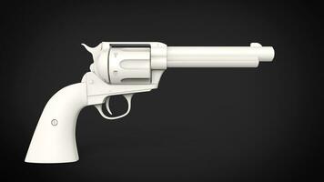 blanc revolver pistolet sur une noir Contexte photo