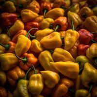 réaliste photo de une bouquet de habanero. Haut vue des légumes paysage. ai généré