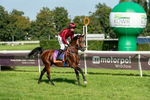 wrocław, Pologne - SEP dix, 2023 - jockeys en compétition sur wroclaw course Piste photo