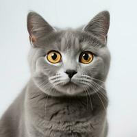 gris chat sur une blanc Contexte photo