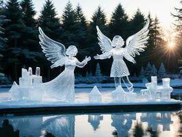 une clair la glace sculpture. ai généré photo