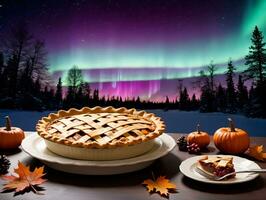 une tarte sur une plaque. ai généré photo