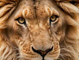 une proche en haut de une les Lions affronter. ai généré photo