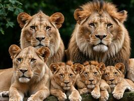 le les Lions sont séance. ai généré photo