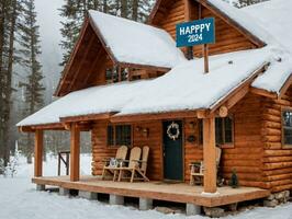 une en bois cabine. ai généré photo