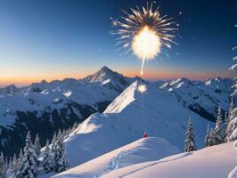 une neige couvert Montagne. ai généré photo