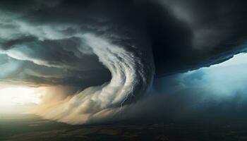 une menaçant orage approchant de le ciel ai généré photo