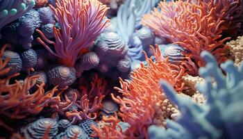 coloré corail récif écosystème en haut proche ai généré photo