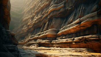 une majestueux canyon niché dans le montagnes ai généré photo