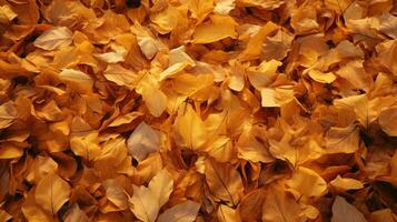 une vibrant pile de d'or feuilles sur le forêt sol ai généré photo