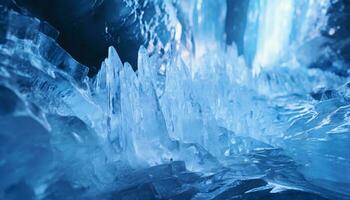 la glace cristaux en haut clos ai généré photo