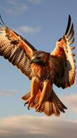 une majestueux oiseau de proie planant par le ciel ai généré photo