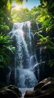 une cascade dans une forêt ai généré photo