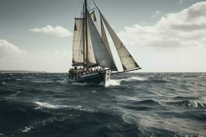 voile bateau à mer. neural réseau ai généré photo