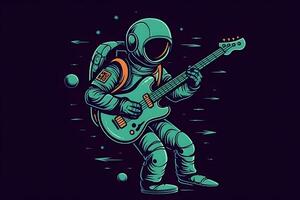 astronaute espace Roche guitare. neural réseau ai généré photo