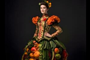 à la mode femme dans fruit style robe. neural réseau ai généré photo