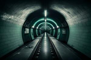 souterrain métro tunnels dans sale obsolète condition. neural réseau généré art photo