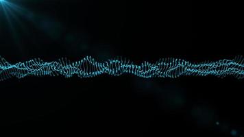 concept de technologie de particules de vague de filature bleue photo