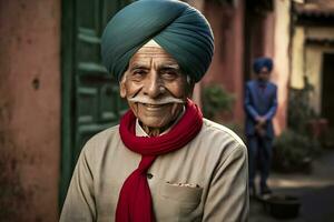 portrait de personnes âgées barbu brahmane. neural réseau ai généré photo