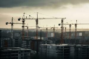 bâtiment gratte-ciel bâtiments dans le post-soviétique espace. neural réseau ai généré photo