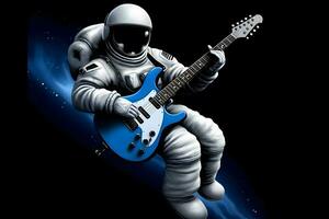 astronaute espace Roche guitare. neural réseau ai généré photo