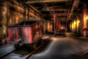 mien chemin de fer dans sous terre. neural réseau ai généré photo