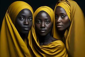 magnifique africain femmes dans ethnique coiffes. neural réseau ai généré photo