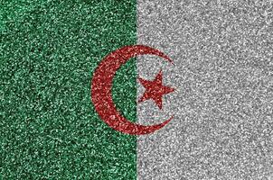 Algérie drapeau représenté sur beaucoup petit brillant paillettes. coloré Festival Contexte pour fête photo