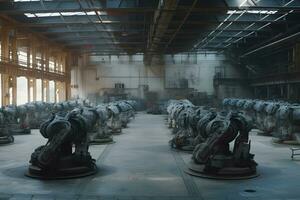 robot production usine. neural réseau ai généré photo