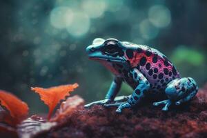 exotique toxique animal grenouille de tropical amazone pluie forêt. neural réseau ai généré photo