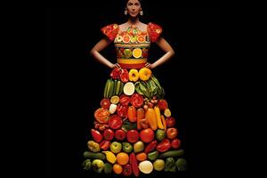 à la mode femme dans fruit style robe. neural réseau ai généré photo