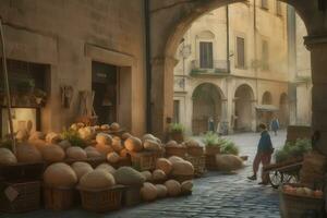 gros nourriture marché en plein air. neural réseau ai généré photo