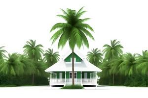 Résidentiel Accueil bâtiments, tropique des arbres, palmiers. neural réseau ai généré photo